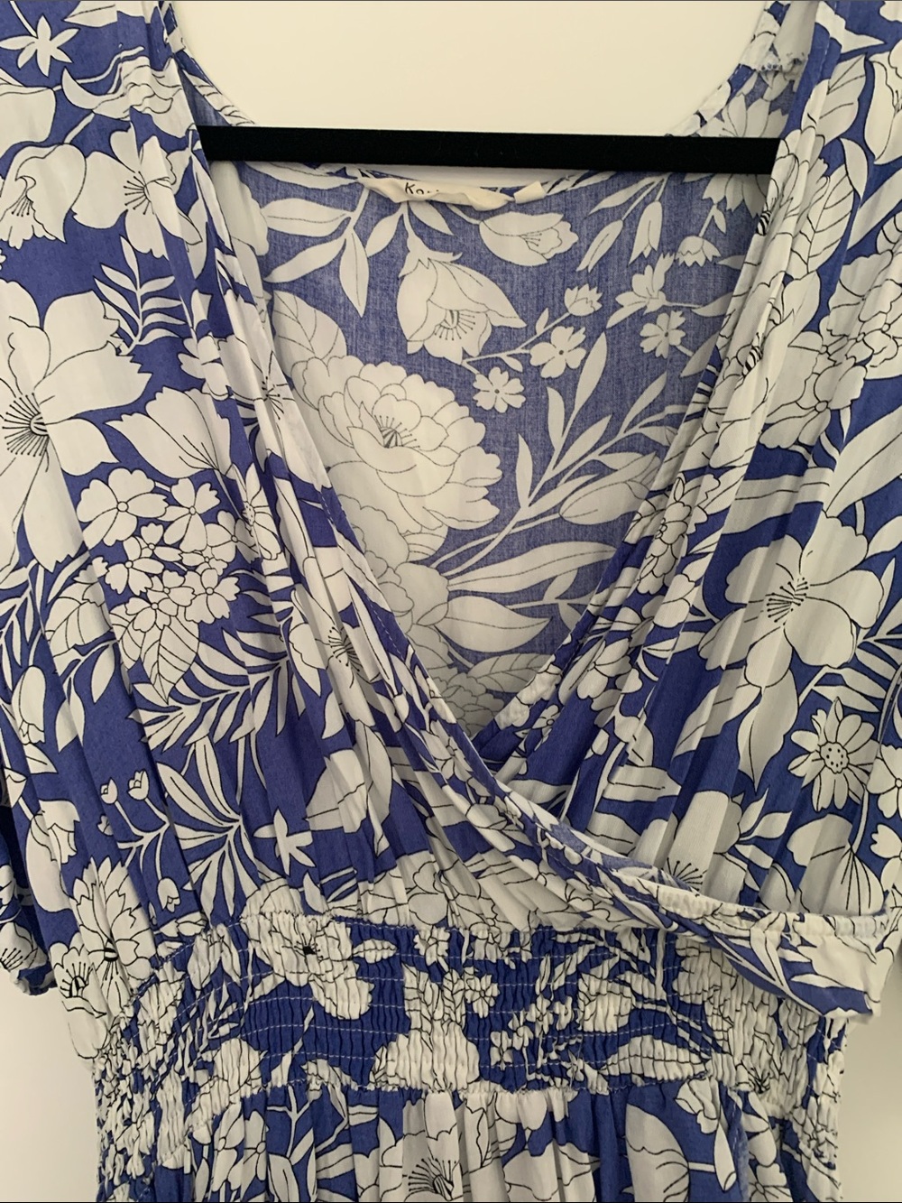EUC KorMei Blue and White Floral High Low Maxi Dress with Smocked Waist XL - Picture 4 of 9